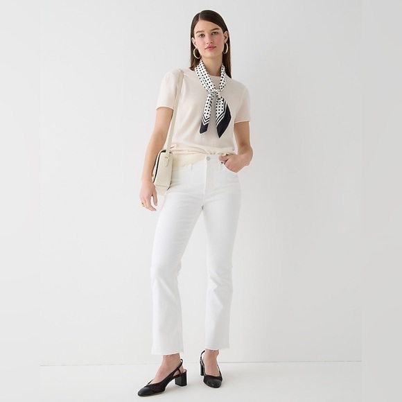 J Crew Tall 9" demi-boot crop jean in white wash BQ302 - Picture 1 of 5